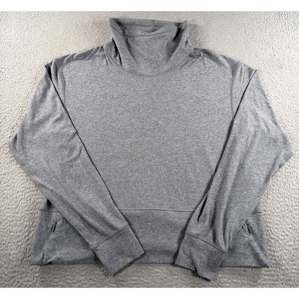Lululemon Ready To Rulu Sweater Womens 12 Mock Neck Long Sleeve Grey LW3FRYS